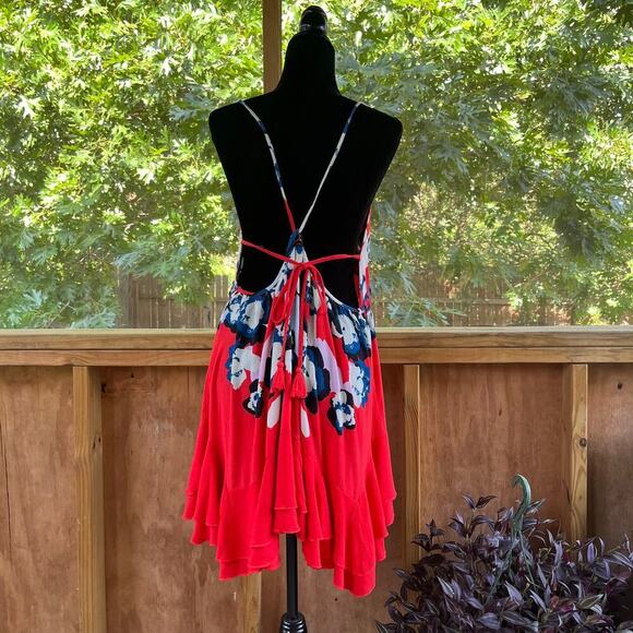 Free People Sweet Lucy Dress In Red Buckle Open Back Size L - Picture 6 of 11